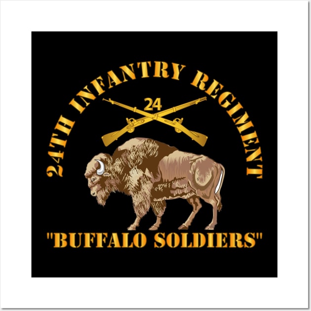 24th Infantry Regiment - Buffalo Soldiers w 24th Inf Branch Insignia Wall Art by twix123844